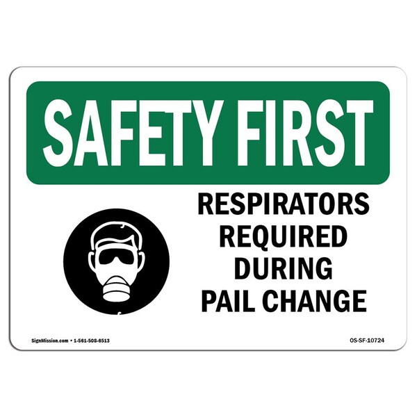 OSHA Sign Respirators Required During W/ Symbol 18in X 12in Aluminum, 18" W, 12" H, Landscape